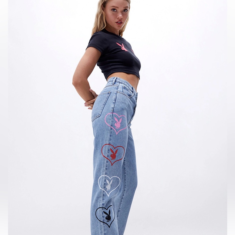 Playboy By PacSun Medium Blue Graphic Baggy Jeans